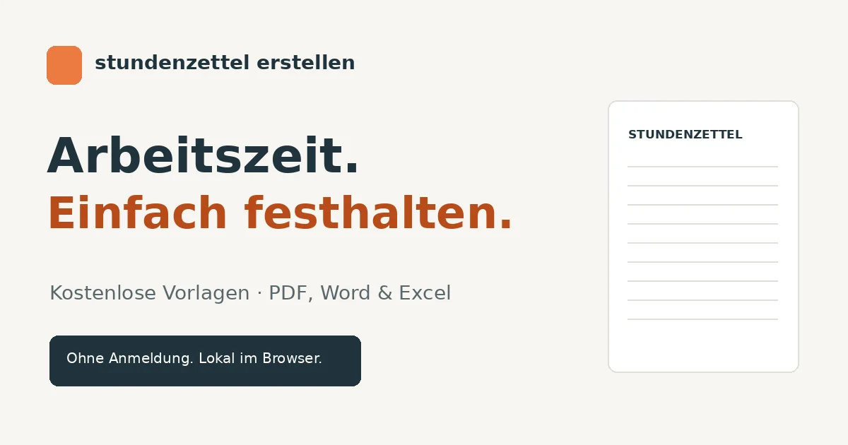 Arbeitszeiten geordnet in einer Stundenzettel-Tabelle