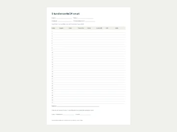 Vorschau einer leeren Stundenzettel-Tabelle